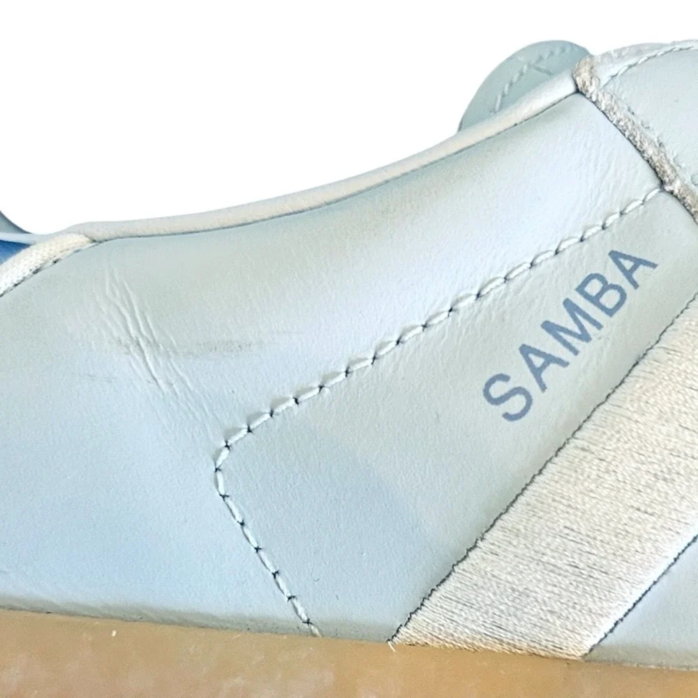 Adidas Samba Sneakers XLG Sambae Womens 11 Light Blue White Platform Gum Sole OG